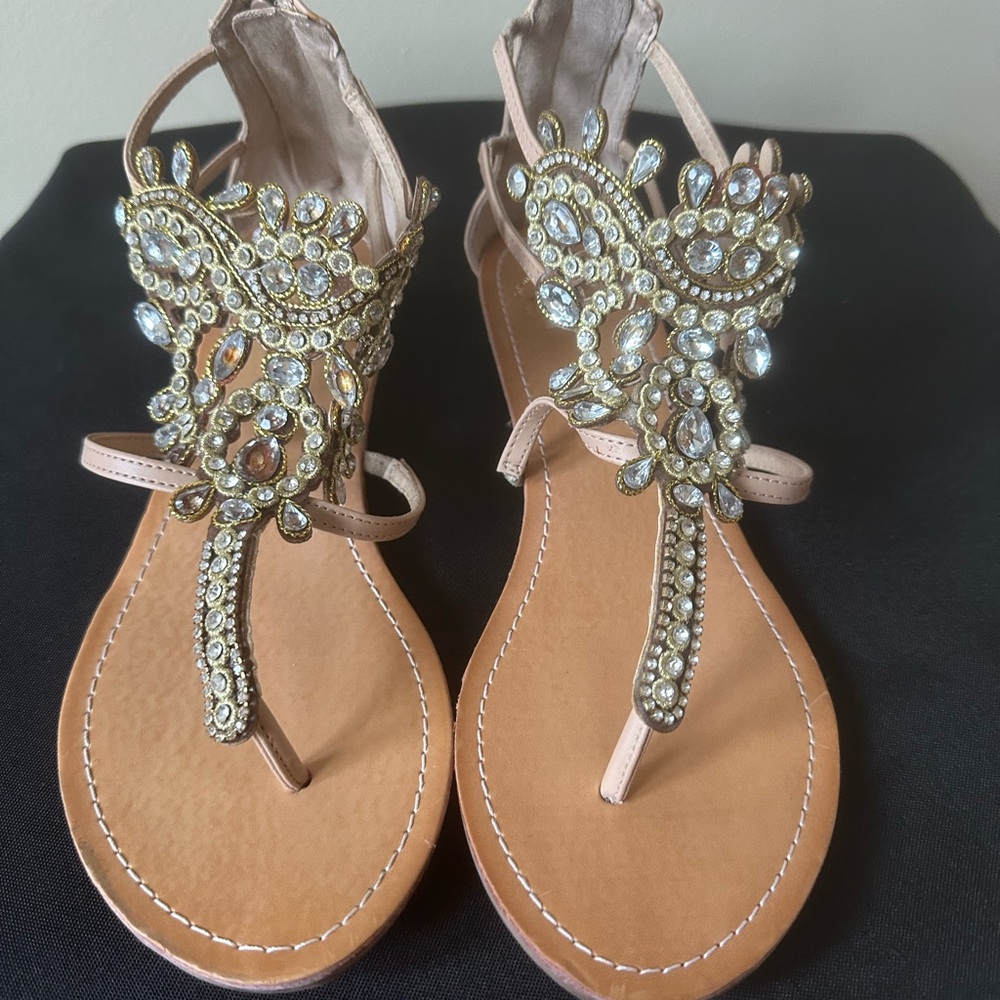 Embellished Tan Sandals